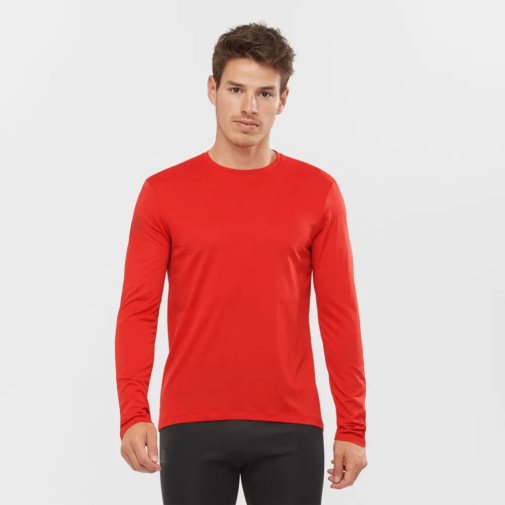 Pánské Tričko Salomon Agile Long Sleeve Červené | CZ 83KSCLF